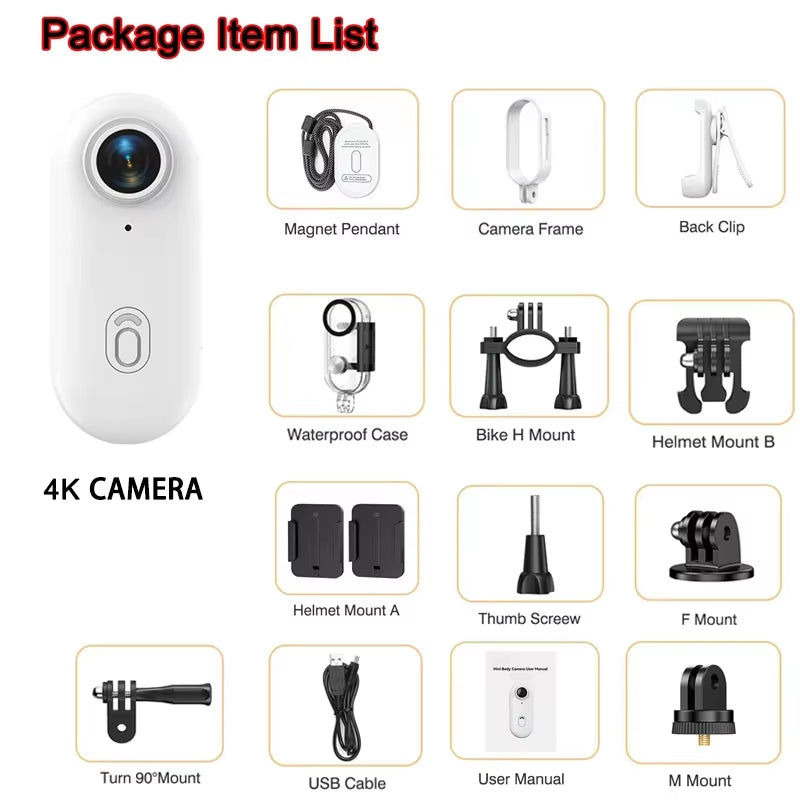 4K Wireless Mini Camera Consumer Grade Wifi Sports Camcorder Small Bicycle Body Action Cam Waterproof Vlogging Video Recorder